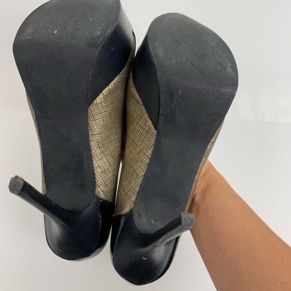 Sam Edelman Peep-Toe Gold & Black Heels 9.5 - Picture 6 of 7